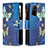 Leather Case Stands Fashionable Pattern Flip Cover Holder B04F for Oppo A94 5G Blue