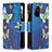 Leather Case Stands Fashionable Pattern Flip Cover Holder B04F for Oppo A95 5G Blue