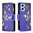 Leather Case Stands Fashionable Pattern Flip Cover Holder B04F for Oppo A96 4G Navy Blue