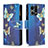 Leather Case Stands Fashionable Pattern Flip Cover Holder B04F for Oppo F21 Pro 4G Blue