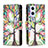Leather Case Stands Fashionable Pattern Flip Cover Holder B04F for Oppo F21s Pro 5G Green