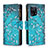 Leather Case Stands Fashionable Pattern Flip Cover Holder B04F for Oppo Find X5 5G Cyan