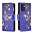 Leather Case Stands Fashionable Pattern Flip Cover Holder B04F for Oppo Find X5 Lite 5G Navy Blue