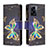 Leather Case Stands Fashionable Pattern Flip Cover Holder B04F for Oppo K10 5G India Black