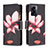 Leather Case Stands Fashionable Pattern Flip Cover Holder B04F for Oppo K10 5G India Red