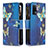 Leather Case Stands Fashionable Pattern Flip Cover Holder B04F for Oppo Reno5 F Blue
