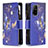 Leather Case Stands Fashionable Pattern Flip Cover Holder B04F for Oppo Reno5 Z 5G Navy Blue