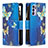 Leather Case Stands Fashionable Pattern Flip Cover Holder B04F for Oppo Reno6 5G Blue