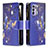 Leather Case Stands Fashionable Pattern Flip Cover Holder B04F for Oppo Reno6 5G Navy Blue