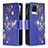 Leather Case Stands Fashionable Pattern Flip Cover Holder B04F for Realme 8 4G Navy Blue