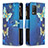 Leather Case Stands Fashionable Pattern Flip Cover Holder B04F for Realme 8 5G Blue