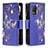 Leather Case Stands Fashionable Pattern Flip Cover Holder B04F for Realme 8 5G Navy Blue