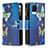 Leather Case Stands Fashionable Pattern Flip Cover Holder B04F for Realme 8 Pro Blue