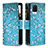 Leather Case Stands Fashionable Pattern Flip Cover Holder B04F for Realme 8 Pro Cyan