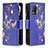 Leather Case Stands Fashionable Pattern Flip Cover Holder B04F for Realme 8s 5G Navy Blue