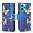 Leather Case Stands Fashionable Pattern Flip Cover Holder B04F for Realme 9 4G Blue