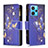 Leather Case Stands Fashionable Pattern Flip Cover Holder B04F for Realme 9 Pro+ Plus 5G Navy Blue