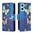 Leather Case Stands Fashionable Pattern Flip Cover Holder B04F for Realme 9i 4G Blue