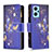 Leather Case Stands Fashionable Pattern Flip Cover Holder B04F for Realme 9i 4G Navy Blue