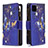 Leather Case Stands Fashionable Pattern Flip Cover Holder B04F for Realme C20A Navy Blue