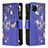 Leather Case Stands Fashionable Pattern Flip Cover Holder B04F for Realme C21 Navy Blue