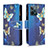 Leather Case Stands Fashionable Pattern Flip Cover Holder B04F for Realme C31 Blue