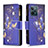 Leather Case Stands Fashionable Pattern Flip Cover Holder B04F for Realme C31 Navy Blue