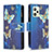 Leather Case Stands Fashionable Pattern Flip Cover Holder B04F for Realme C35 Blue