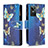 Leather Case Stands Fashionable Pattern Flip Cover Holder B04F for Realme GT Neo3 5G Blue