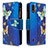 Leather Case Stands Fashionable Pattern Flip Cover Holder B04F for Samsung Galaxy A01 SM-A015 Blue