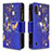 Leather Case Stands Fashionable Pattern Flip Cover Holder B04F for Samsung Galaxy A01 SM-A015 Navy Blue