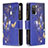 Leather Case Stands Fashionable Pattern Flip Cover Holder B04F for Samsung Galaxy A02s Navy Blue