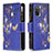 Leather Case Stands Fashionable Pattern Flip Cover Holder B04F for Samsung Galaxy A03s Navy Blue