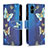 Leather Case Stands Fashionable Pattern Flip Cover Holder B04F for Samsung Galaxy A04 4G Blue