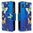 Leather Case Stands Fashionable Pattern Flip Cover Holder B04F for Samsung Galaxy A10 Blue