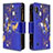 Leather Case Stands Fashionable Pattern Flip Cover Holder B04F for Samsung Galaxy A10 Navy Blue