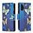 Leather Case Stands Fashionable Pattern Flip Cover Holder B04F for Samsung Galaxy A13 4G Blue