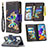 Leather Case Stands Fashionable Pattern Flip Cover Holder B04F for Samsung Galaxy A21s