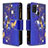 Leather Case Stands Fashionable Pattern Flip Cover Holder B04F for Samsung Galaxy A21s Navy Blue