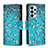 Leather Case Stands Fashionable Pattern Flip Cover Holder B04F for Samsung Galaxy A23 4G Cyan