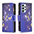 Leather Case Stands Fashionable Pattern Flip Cover Holder B04F for Samsung Galaxy A23 4G Navy Blue