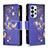 Leather Case Stands Fashionable Pattern Flip Cover Holder B04F for Samsung Galaxy A23 5G Navy Blue