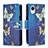 Leather Case Stands Fashionable Pattern Flip Cover Holder B04F for Samsung Galaxy A23s Blue