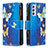 Leather Case Stands Fashionable Pattern Flip Cover Holder B04F for Samsung Galaxy A24 4G Blue