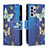 Leather Case Stands Fashionable Pattern Flip Cover Holder B04F for Samsung Galaxy A33 5G Blue