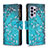 Leather Case Stands Fashionable Pattern Flip Cover Holder B04F for Samsung Galaxy A33 5G Cyan