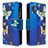 Leather Case Stands Fashionable Pattern Flip Cover Holder B04F for Samsung Galaxy A40 Blue