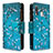 Leather Case Stands Fashionable Pattern Flip Cover Holder B04F for Samsung Galaxy A40 Cyan