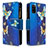 Leather Case Stands Fashionable Pattern Flip Cover Holder B04F for Samsung Galaxy A41 Blue