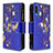 Leather Case Stands Fashionable Pattern Flip Cover Holder B04F for Samsung Galaxy A50S Navy Blue